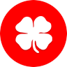 Red icon depicting a 4 leaf clover