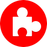 Red icon depicting a jigsaw puzzle piece